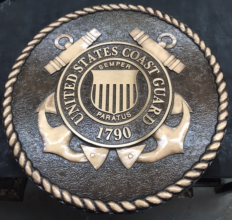 2024-3d-cg custom 3d sculpted bronze military plaque coast guard