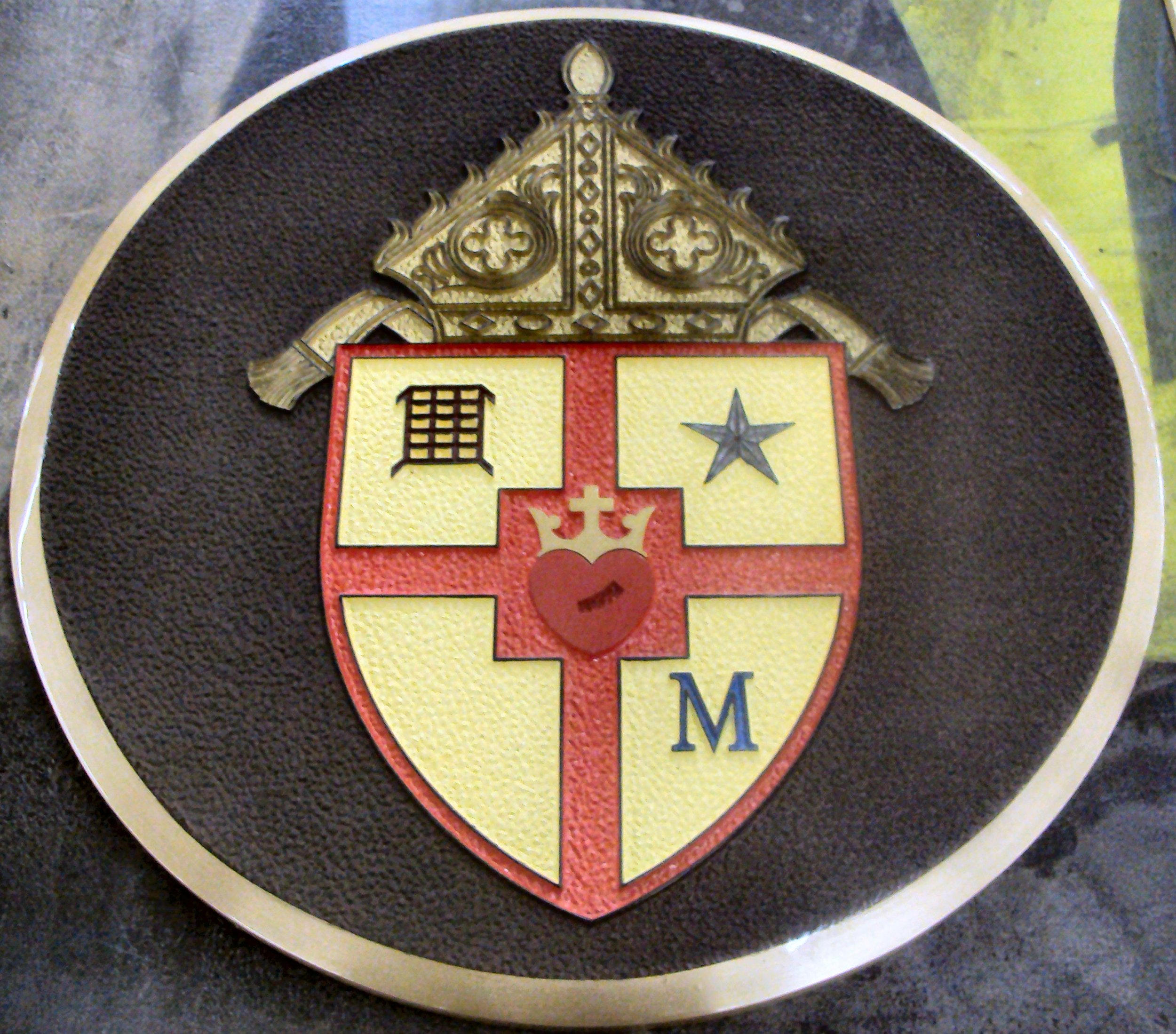 r-custom-bronze-plaque-logo Cast bronze custom seal with full color 3D sculpted emblem