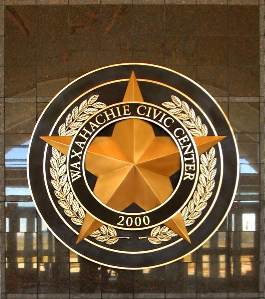r-custom-bronze-plaque-star Cast bronze 3D sculpted Government plaque.