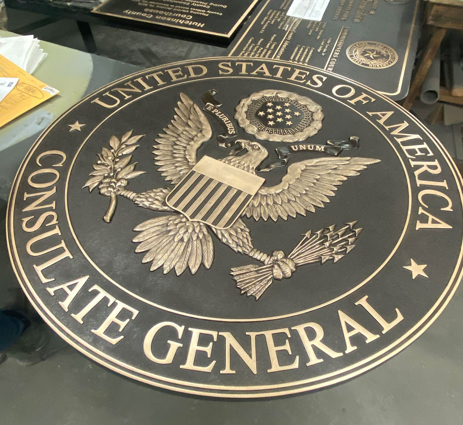 r--military-plaque-bas-relief-consulate-2 cast bronze military seal consulate general
