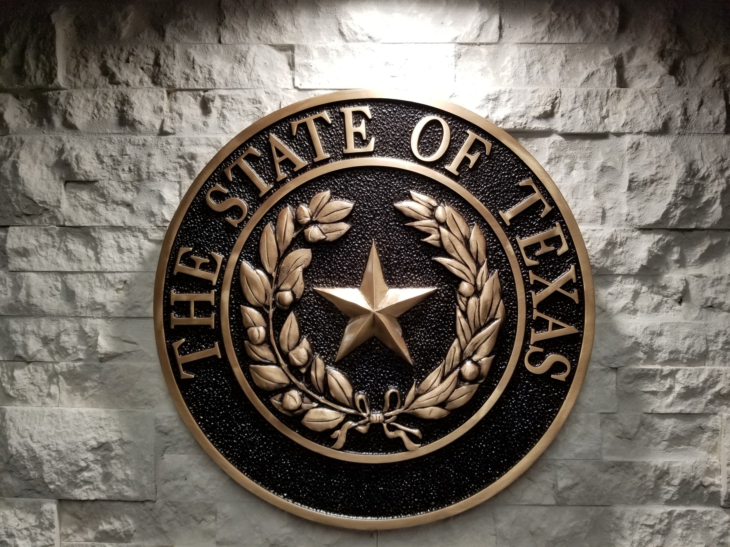 r-texas-cast-bronze-plaque Cast bronze 3D sculpted State of Texas sea
